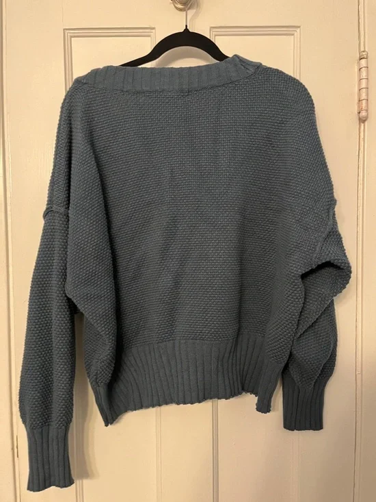 Free People Hailee Chunky Blue Button Cardigan Sweater Set Jogger M - Picture 6 of 8